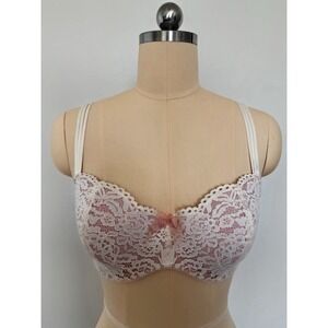 B.Tempted Lace Balconette Bra 34DDD (F) Cream Ivory adjustable 3 Strand Straps